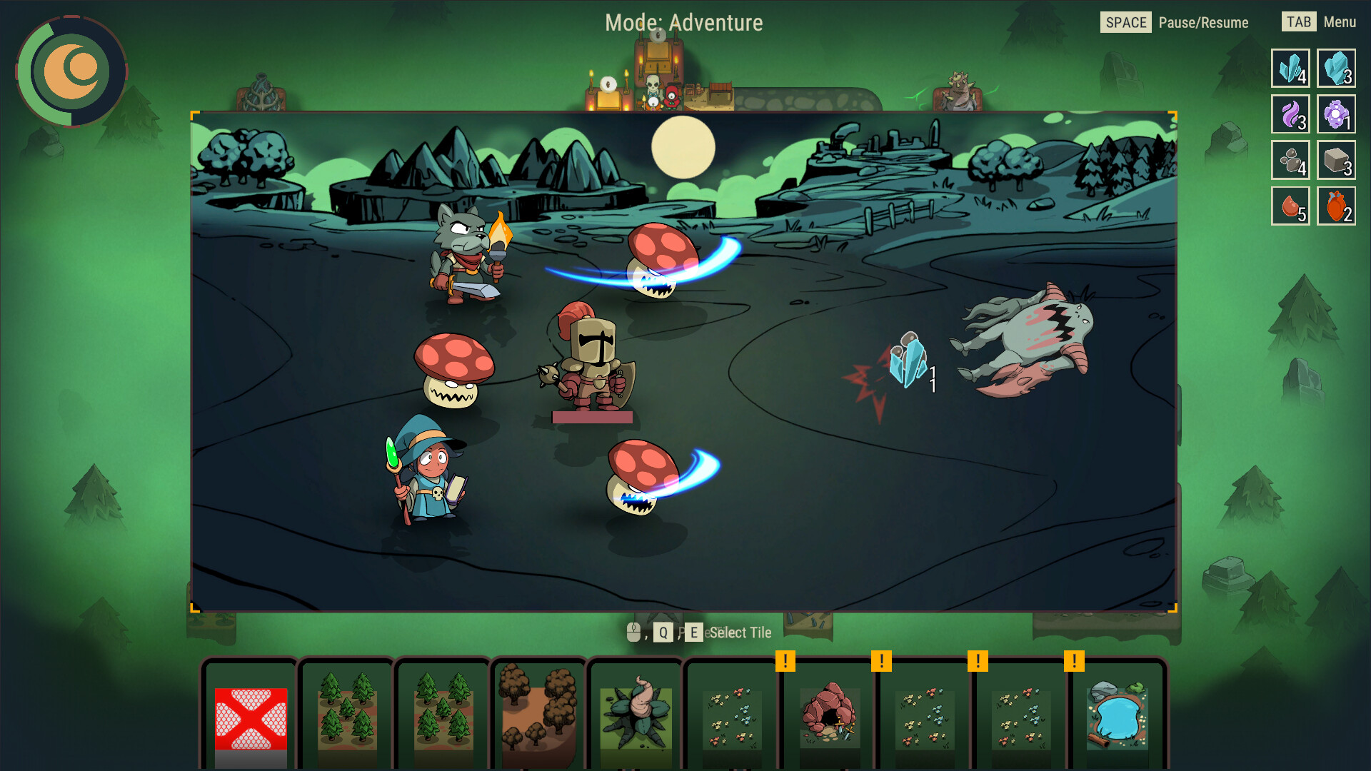 Party combat — heroes and creatures fighting together